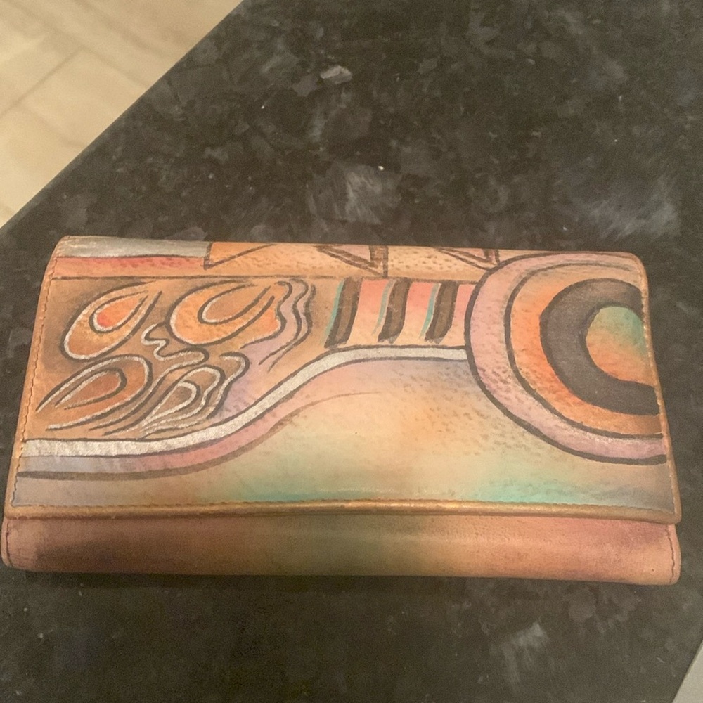 ANUSCHKA Hand Painted Leather Wallet